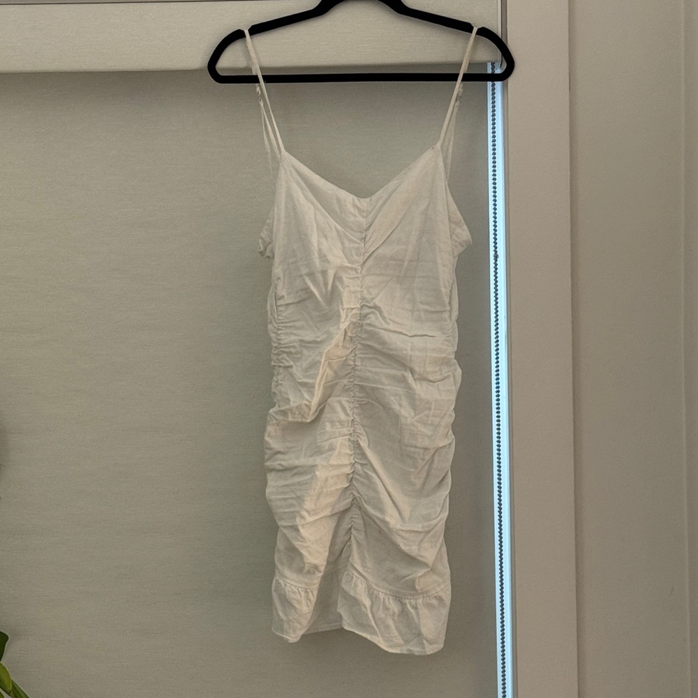 Zara Ivory Ruched Mini Dress